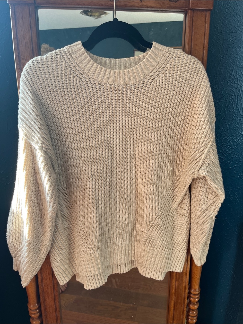 American Eagle Outfitters Beige Chunky Crewneck Sweater